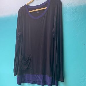 LOGO long sleeve stretchy top w front pocket